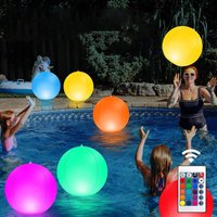Light Up Beach Balls 40cm Inflatable with Remote Control Waterproof LED Toy for Family Party Swimming Summer Night Outdoor