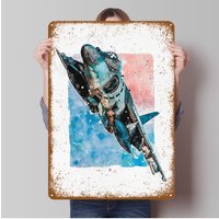 AV8b Harrier Watercolor Tinplate Signs Airplanes Poster Room Decorations Custom Metal Sign for Wall Art Decoration Retro Decor