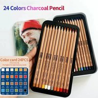 24 Colors Nyoni Charcoal Pastel Oily Pencil Set Sketch Skin Chalk Pencil Art Student Professional School Art Supplies for Artist
