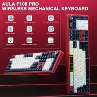 AULA F108 Pro Tri-Mode Mechanical Keyboard 100% Layout Hot-Swap Gasket RGB HIFI Multifunctional Display Gaming Keyboard for PC