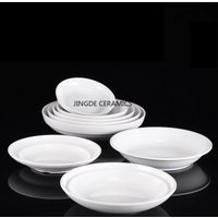 1pc Melamine White Plate Hotel Restaurant Dishes Plastic Dining Plate Kitchen Utensils Buffet Main Course Plate Household Items