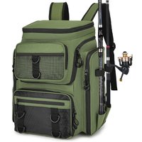 Fishing Backpack with Rod Holders Multifunctional Fish Tackle Rucksack Lure Organizer Storage Bag Outdoor Hiking Hunting Bagpack