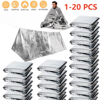 Windproof Waterproof Foil Thermal Blanket, 1-20PCS Emergency Survival Gear, First Aid Rescue Kit for Camping Hiking