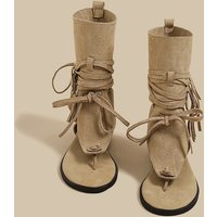 New Women Gladiator Fringe Ankle Sandals Boots Suede Open Toe Lace Up Flat Bohemian Casual Summer Thong Sandals Shoes For Ladies image 4