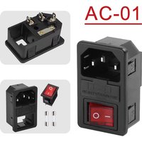 5PCS AC-01 Rocker Fused Switch LEC320 C14 Lnlet Power Socket 10A250VAC Fuse Switch Connector Plug and Fuse
