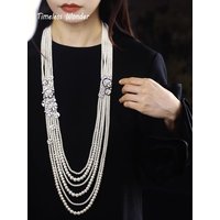 Timeless Wonder Fancy Enamel Zircon Floral Layered Beaded Necklace Women Designer Jewelry Trendy Gift Rare Top Sweet Set 3346
