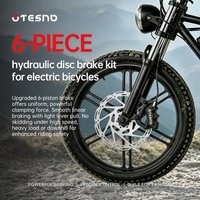 TESNO E-Bike Hydraulic Disc Brake Set 6 Piston Front Rear Electric Bicycle Brake Kit with Power Cut-Off Sensor 203mm Rotor
