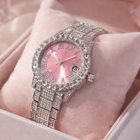 Elegant Women's Watch Pink Small Dial Fashion Dresses Diamond Watch For Ladies Luxury BlingBling Iced Mini Wristwatches Gift