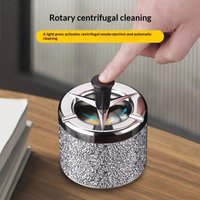 Windproof Push down Ashtray with Lid Spinning Large Capacity Self Cleaning Cigarette Holder for Smokers