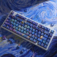 131 Keys Starry Sky PBT Keycaps Side Shine-through Cherry Keycaps Set Korean ISO Layout Hebrew for Mechanical Keyboard AZERTY
