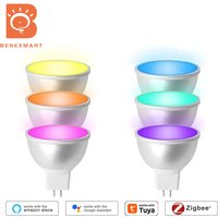 Benexamrt 6 Pcs 12V MR16 Zigbee Led Light Bulb Smart Spotlighting RGBCW Dimmable Lamp Work with Tuya Homekit Alexa Google Home