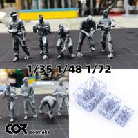 Germany sapper engineer soldier figure Soldier team Military Man Assembly Static plastic Scale model kit 5 pcs 1/72 1/35 1/48