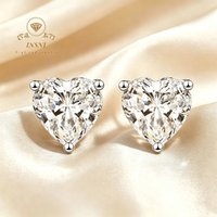 D Color VVS1 Heart Cut Moissanite Stud Earrings 925 Sterling Silver Hypoallergenic Love Earrings Affordable Light Luxury Jewelry