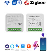 Tuya ZigBee/WiFi Smart Switch 2 Way Control for Alexa Google Home Smart Life APP Voice Control 100-240V 16A Mini Breaker Relay