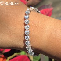3/5/6.5mm Heart Shape Moissanite Tennis Bracelet for Women Lab Diamond 925 Sterling Silver Wedding Bridal with GRA Certificate