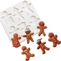 Gingerbread Man Christmas Silicone Sugarcraft Mold Resin Tools Cupcake Baking Mould Fondant Cake Decorating Tools