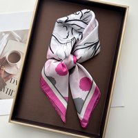 Dot Floral Print Women Silk Imitation Scarf Satin Neckerchief Foulard Square Hairbands Female Scarves Shawls Wraps
