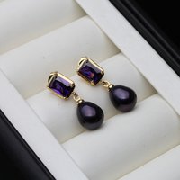 Genuine Freshwater Natural Pearl Earrings Woman,Wedding 925 Silver Pearl Earrings Dangle Girls Wife Mother Black Grey