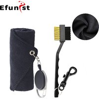 Golf Club Cleaning Kit Polyester Fiber Towel & Nylon Brush with Sturdy Clip for Portable Course Maintenance Tool
