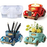 3D Vintage Bus Car Succulent Pot Silicone Mold DIY Succulent Planter Flower Pot Cement Plaster Pen Holder Candle Holder Mold