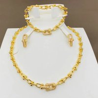 24K Gold Plated Dubai African Bamboo Bead Jewelry Set for Women Necklace Earrings Ring Tricolor Optional Wedding Bridal Party