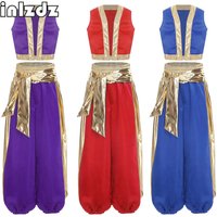 Boys Arabian Costume Arab Prince Cosplay Dress Up Vest Waistcoat Pant Suit for Halloween Carnival Stage Performance Themed Party