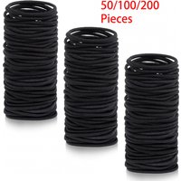 50/100/200Pieces Black Elastic Hair Ties for Women Girls Hair Ropes Solid Color Ponytail Holders Simple Durable Hair Accessoires