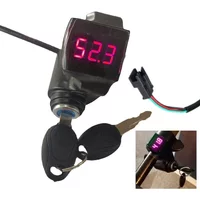 1x Electric Bike Thumb Throttle Voltmeter Digital Battery Voltage Red Screen Power Keys Lock Turning Handlebar E-Bike Key Switch
