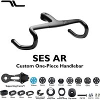 SES Carbon Integrated Handlebar Road Bike Aero Cockpit Internal Cable Routing Gravel Racing Handlebar 18° Flare 380-440mm