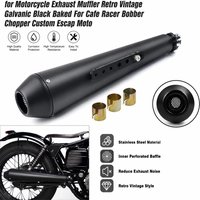 Motorrad-Auspuff-Schalldämpfer Retro Vintage Galvanisch Schwarz Eingebrannt für Cafe Racer Bobber Chopper Custom Escap Moto