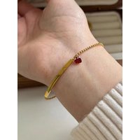 Stainless Steel Exquisite Red Crystal Bracelet for Women Charm Gold Color Bangle Non-fading Fashion Jewelry Accessories Gift