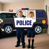 Police Party Decorations Police Car Photo Prop Selfie Banner Policeman Backdrop Banner for Baby Shower Birthday Decorations
