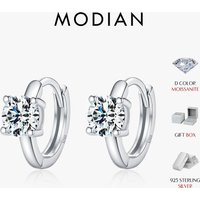 MODIAN 1CT/2CT D Color Moissanite Ear Buckle 925 Sterling Silver Classic Round Hoop Earrings For Women Fine Wedding Jewelry