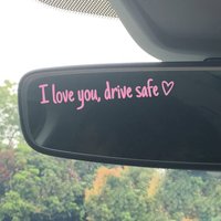 2pcs Mirror Decoration Sticker I Love You, drive safe Mirror Decal Sticker Rearview Mirror Car Vinyl Decoration Funny Car Decal