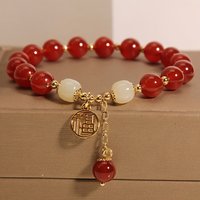 Women’s Lucky Red Bracelet: Fu Character Beads for Good Luck. Elegant Vintage Gift for Mother’s Day, Birthday & Daily Wear.