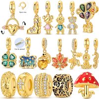 925 Sterling Silver Golden Boy and Girl Charms Beads Fit 3mm Bracelet Necklace For Women Pendants DIY Luxury Jewelry Gift New