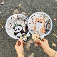 1Pc Cute Cat Folding Fan - Cat Design, 2-In-1 Cooling And Sun Protection, Portable Handheld with Storage Bag, Summer Accessory
