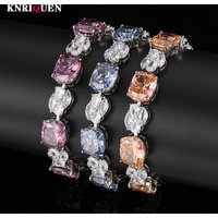 Retro 10*12mm Tourmaline Pink Quartz Sapphire Bracelets for Women Cocktail Party Fine Jewelry Lady Anniversary Gift Accessories