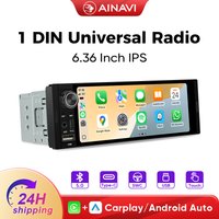 Ainavi 1 Din Radio Samochodowe Uniwersalne Bezprzewodowe Carplay Android Auto Multimedialne Radio Samochodowe MP5 BT Stereo Samochodowe Type-C USB HD IPS Ekran Dotykowy