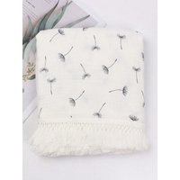 Newborn Receiving Blanket 100% Cotton Muslin Throw Fringed Blankets Breathable Gauze dandelion Blanket with Tassel