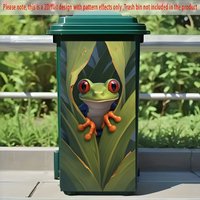 A Modern Aesthetic Decorative Art 3D Frog Design Trash Can Sticker, Size 32.28 X 14.57 Inches, PVC Self-adhesive Paper