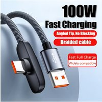 New 100W USB To Type C Fast Charging 90° Elbow Data Cable PD USB C Super Charging Game Cable For Samsung Huawei Realme iPhone
