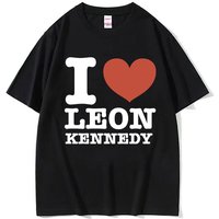 I Heart Leon Kennedy Print T-Shirts Men Women's Clothing Fashion Vintage T Shirt Male Oversized Cotton Short Sleeve T-shirt Tops