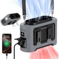 Socool 14500mAh Portable Waist Fan Dual Airflow Outlet Turbo Motors with Four Clips Emergency Flashlight Power Bank for Outdoor