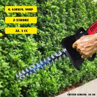 22.5cc Petrol Powered Hedge Trimmer 2 Stroke Cordless Hedge Trimmer with 55cm Double Sided Laser Cut Reciprocating Blades