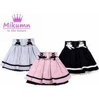 Mikumn Harajuku Japanese Style Kawaii Lolita Skirts High Waist Bow Lace-up Ruffles Mini Skirt Y2k Girls Sweet Women A-line Skirt