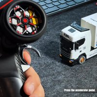 1-64 Wen Nanfeng Container Truck Rc Remote Control Alloy Car 1 64 Scale Drift Toy For Adult Hobby Collectible Vehicle