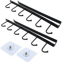 Mug Holder Under Cabinet Adhesive Cup Hooks Drilling Free Coffee Cups Holder Kitchen Utensil Storage Shelf Hanging Rack