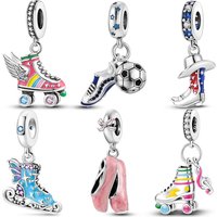 925 Sterling Silver Sport Love Dangle Charm Fit Bracelet Necklace Skate Shoes Beads Pendant Silver 925 Original Jewelry