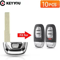 KEYYOU 10Pcs For Audi A3 A4 A5 A6 A7 A8 Q5 Allroad Insert Emergency Key Smart Remote Car Key Shell Blank Uncut HU66 Blade